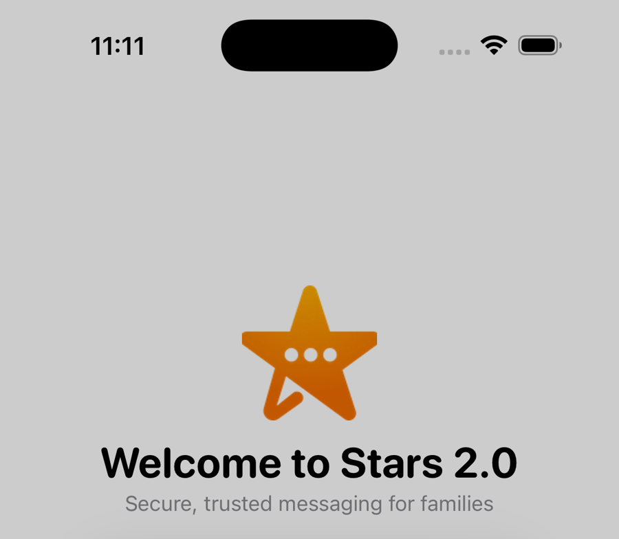 Stars 2.0 welcome screen on iPhone